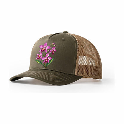 Queensland Cooktown Orchid Australia Cultural Icons Trucker Hat – Olive Khaki