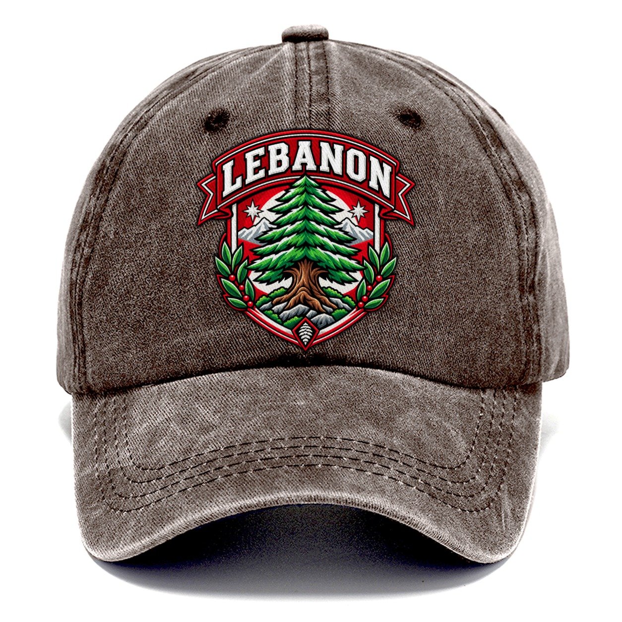 Lebanon Retro Badge Country Logos Classic Cap – Brown