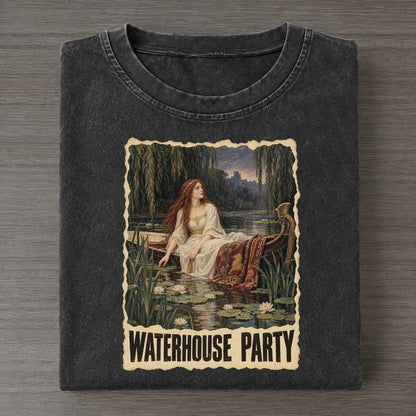Waterhouse Party Lily Boat Art Pun Vintage T-shirt – Black