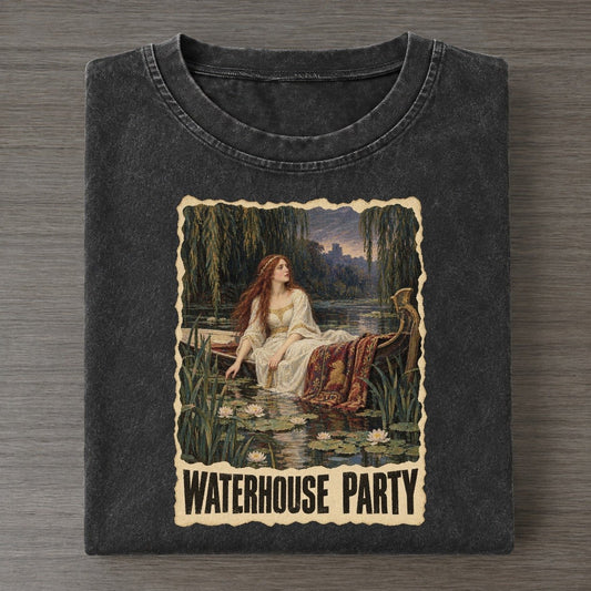 Waterhouse Party Lily Boat Art Pun Vintage T-shirt – Black
