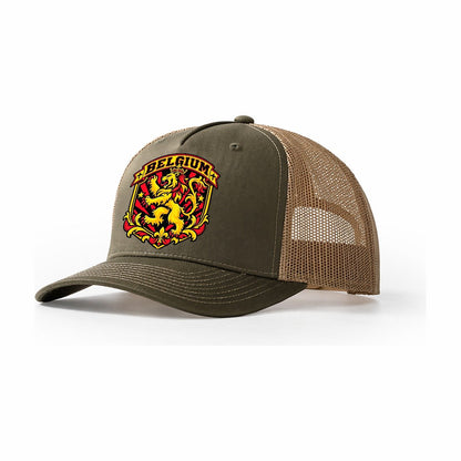 Belgium Retro Badge Country Logos Trucker Hat – Olive Khaki