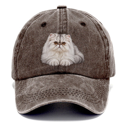 Persian Reclining Paws Forward Realistic Cat Portrait Classic Cap – Brown