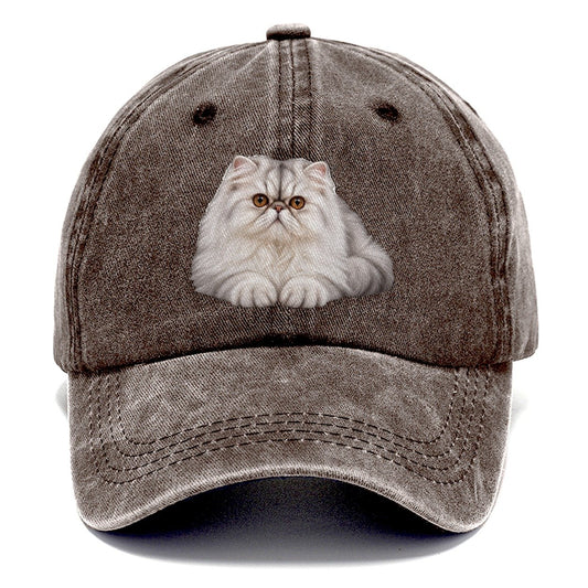 Persian Reclining Paws Forward Realistic Cat Portrait Classic Cap – Brown
