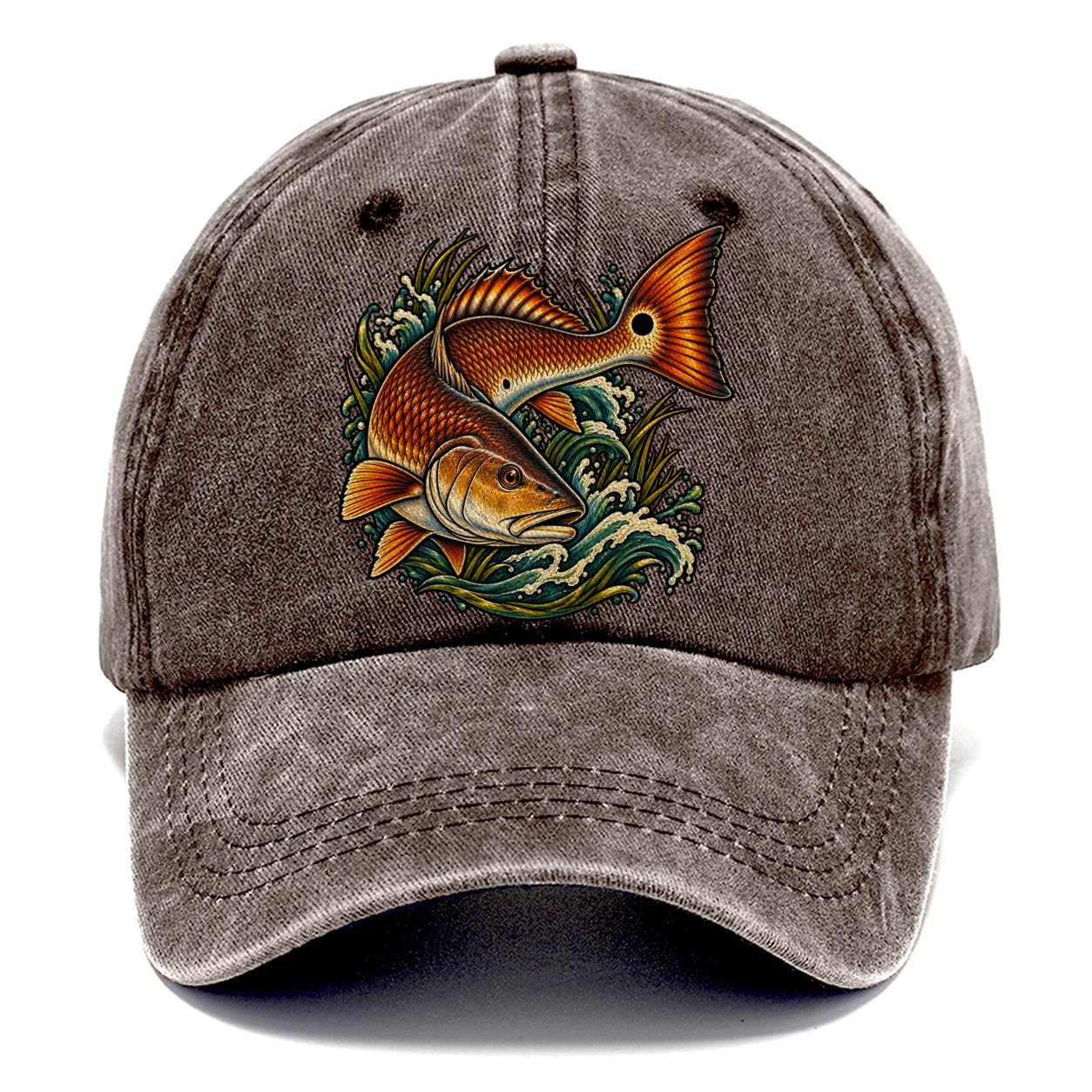 Redfish Tail Spot Fishing Club Classic Cap – Brown