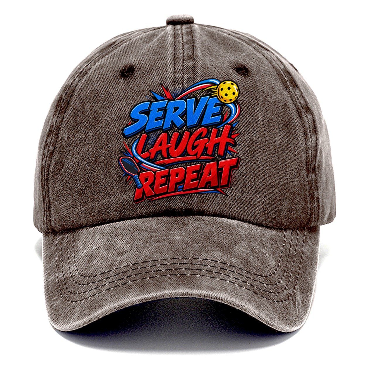 Serve Laugh Repeat Pickleball Life Classic Cap – Brown