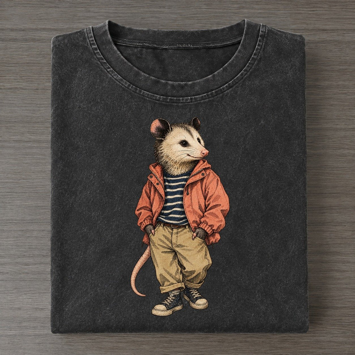 Virginia Opossum Wardrobe Portrait Wild Wardrobe Portraits Vintage T-shirt – Black