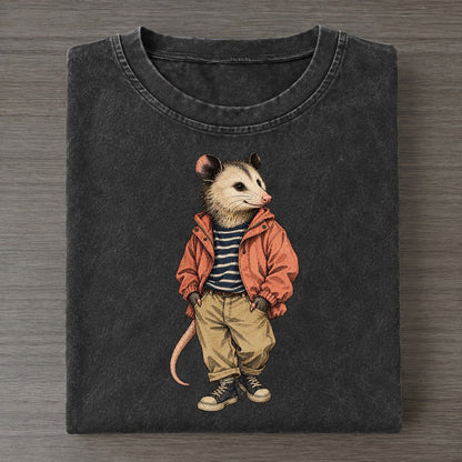 Virginia Opossum Wardrobe Portrait Wild Wardrobe Portraits Vintage T-shirt – Black