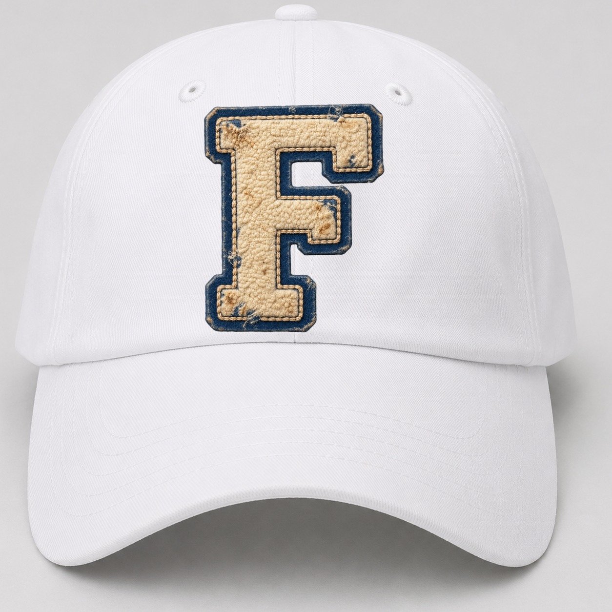 Varsity Chenille F Monogram Baseball Cap – White