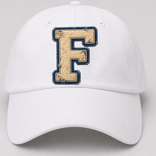 Varsity Chenille F Monogram Baseball Cap – White