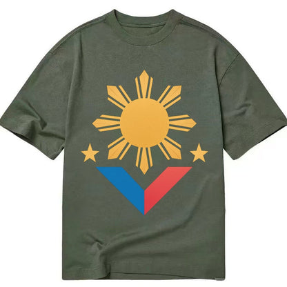 Philippines Flag Sun And Classic T-shirt – Army Green