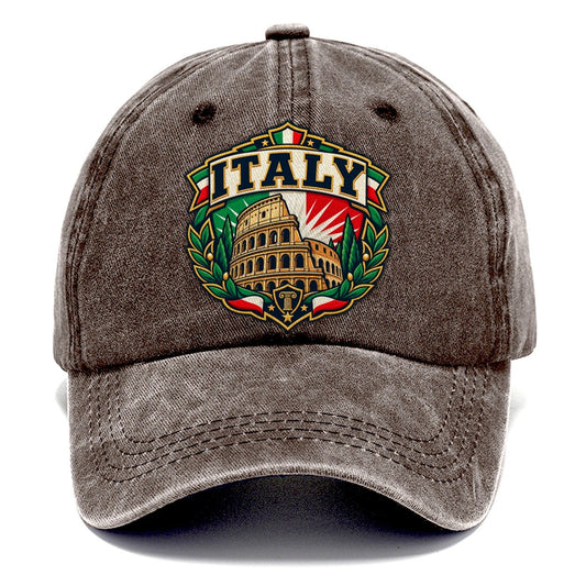 Italy Retro Badge Country Logos Classic Cap – Brown