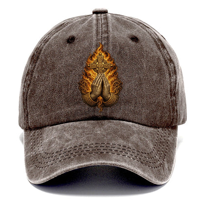 Praying Hands Celtic Cross Classic Cap – Brown