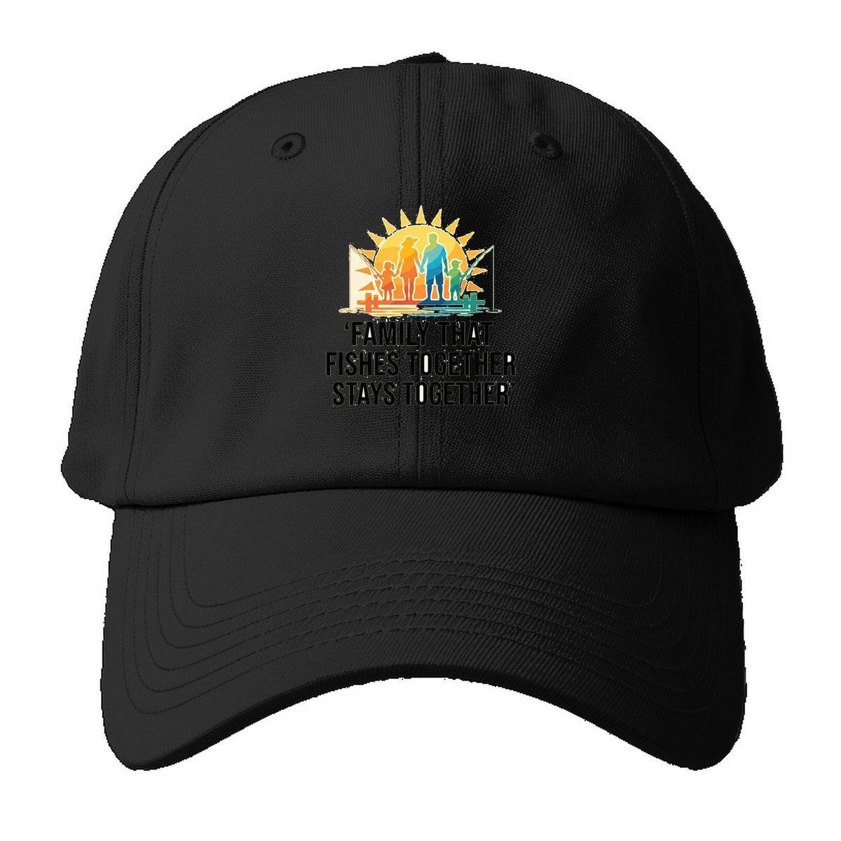 Family Fishes Together Baseball Cap – Black