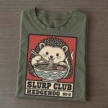 Hedgehog Soba Slurp Club Classic T-shirt – Army Green