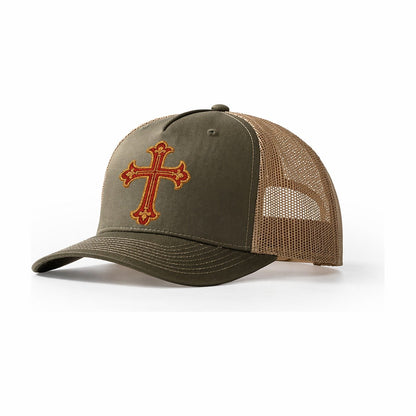 Armenian Cross Trucker Hat – Olive-Khaki