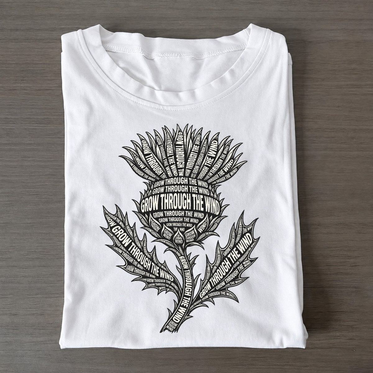 Thistle Winged Leaves Phrase Silhouette Classic T-shirt – White