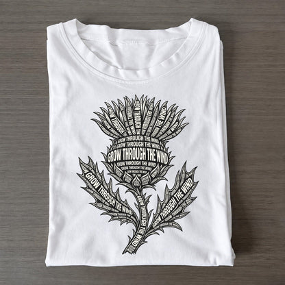 Thistle Winged Leaves Phrase Silhouette Classic T-shirt – White