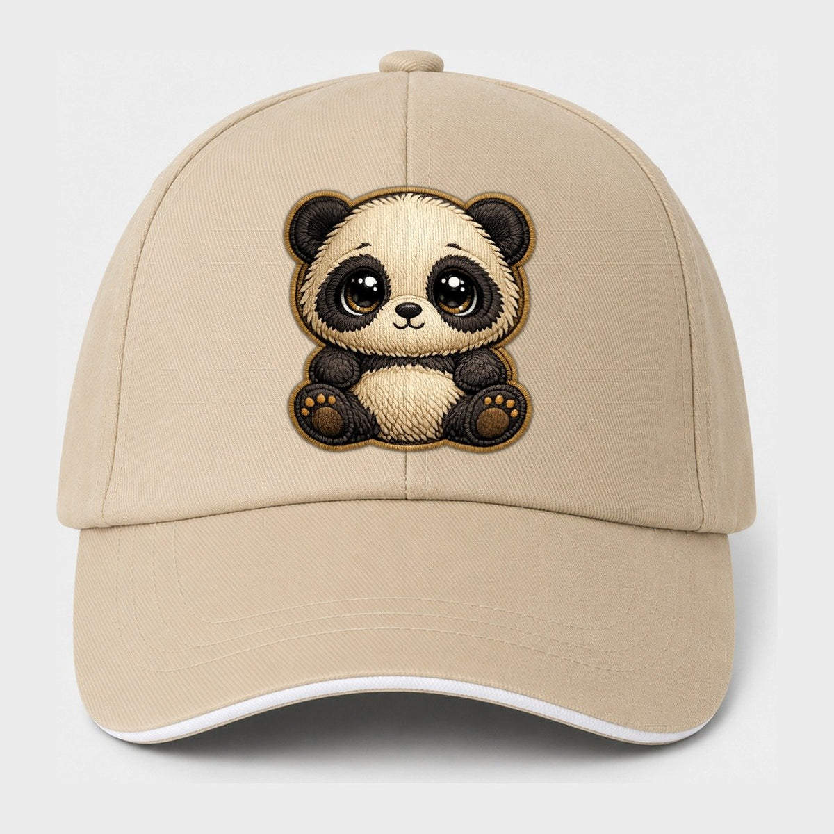 Baby Giant Panda Cub Contrast Trim Cap – Beige