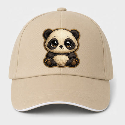 Baby Giant Panda Cub Contrast Trim Cap – Beige