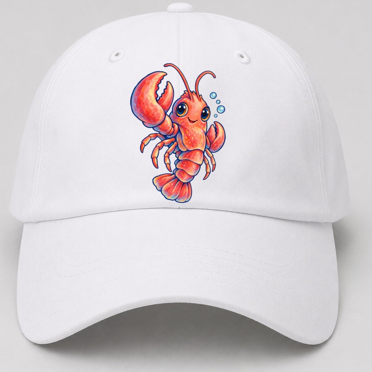 Lobster Three Quarter Float Sea Sprite Baseball Cap – White