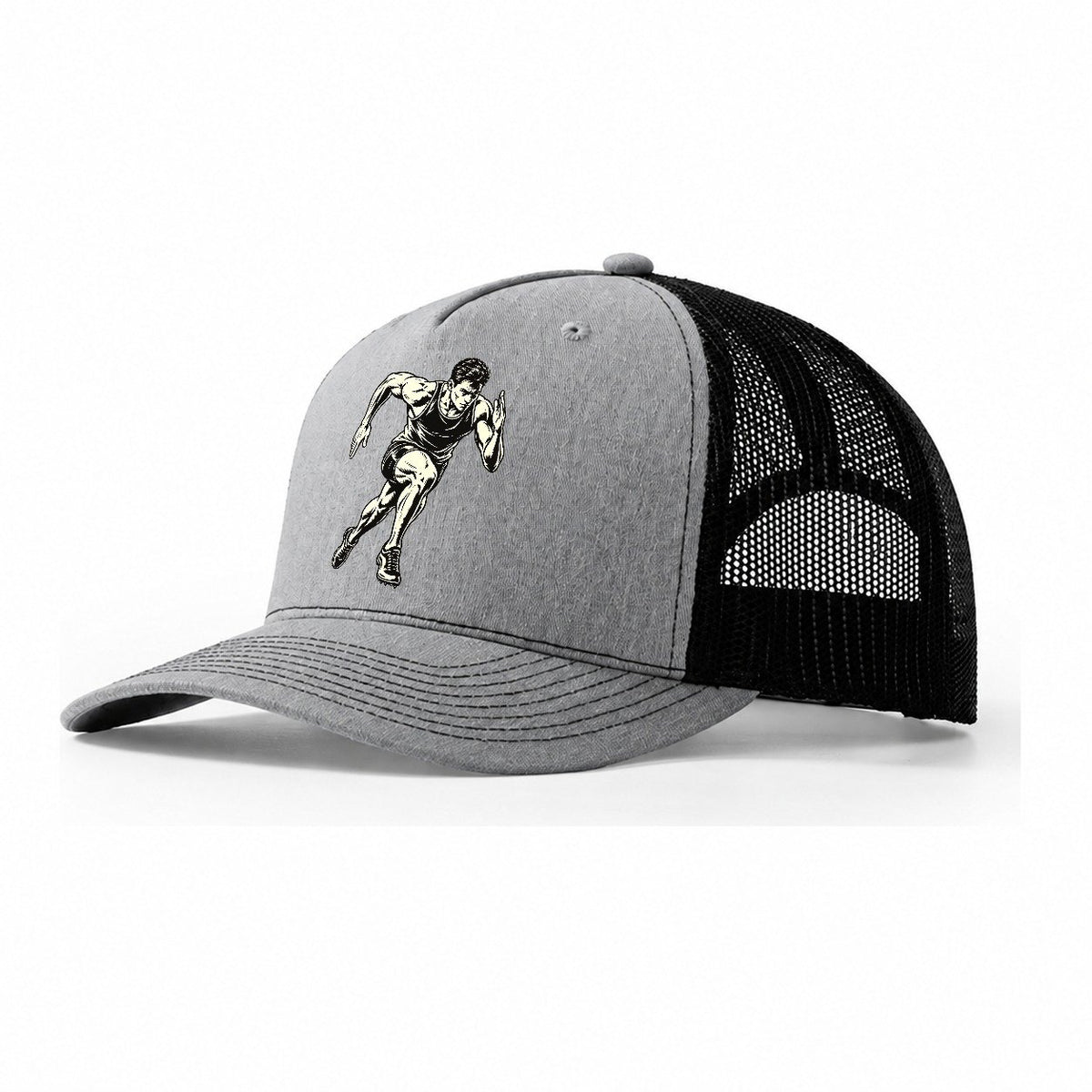 Sprinter First Three Steps Global Sports Ink Figures Trucker Hat – Sport Grey Black