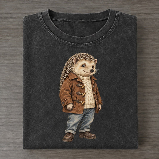 Hedgehog Wardrobe Portrait Wild Wardrobe Portraits Vintage T-shirt – Black