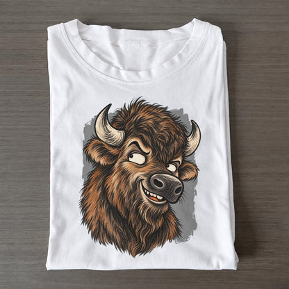Bison Expressive Portrait Wild Grin Gallery Classic T-shirt – White