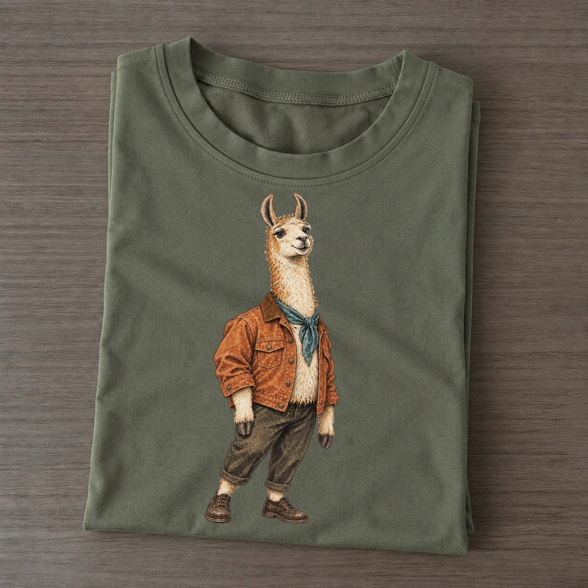 Llama Wardrobe Portrait Wild Wardrobe Portraits Classic T-shirt – Army Green
