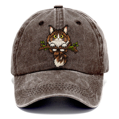 Norwegian Forest Cat Perched Peeking Cats Classic Cap – Brown