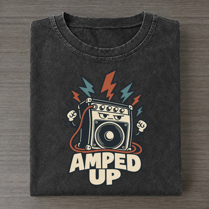Amped Up Familiar Punchlines Vintage T-shirt – Black