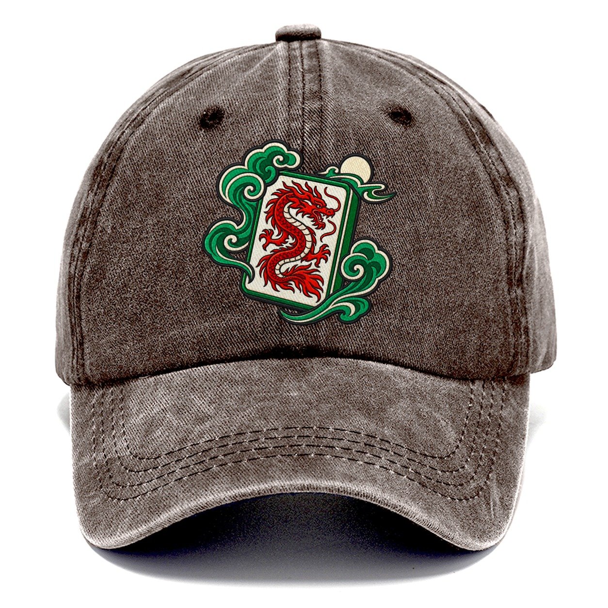 Red Dragon Mahjong Game Night Classic Cap – Brown