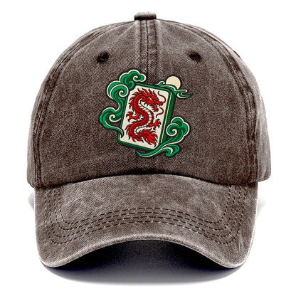 Red Dragon Mahjong Game Night Classic Cap – Brown