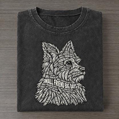 Yorkie Perky Profile Phrase Silhouette Vintage T-shirt – Black