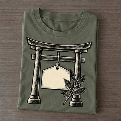Shinto Ema Offering World Faiths Ink Figures Classic T-shirt – Army Green