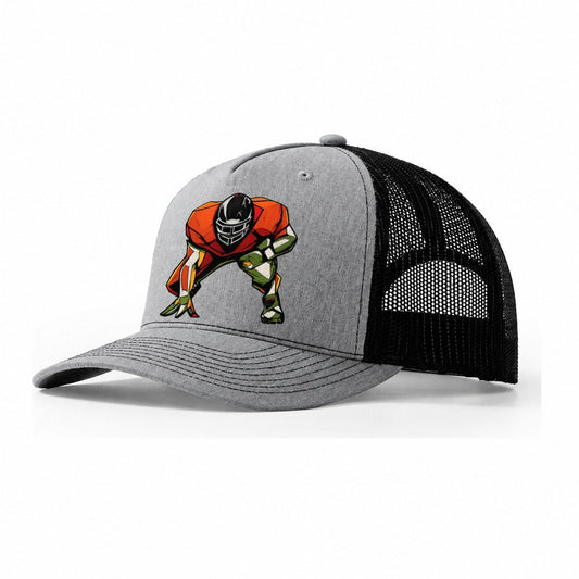 Football Lineman Stance Trucker Hat – Sport Grey Black