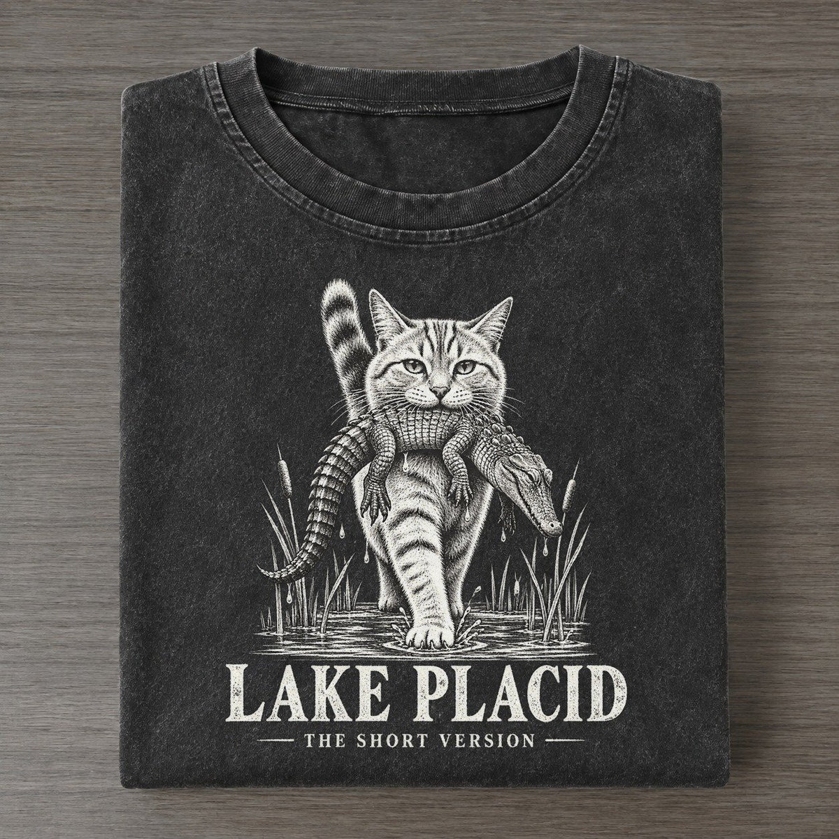 Lake Placid Short Version Cats Vintage T-shirt – Black