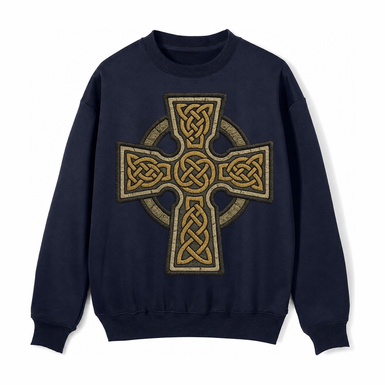 Celtic Cross Fleece Sweatshirt – Navy Blue