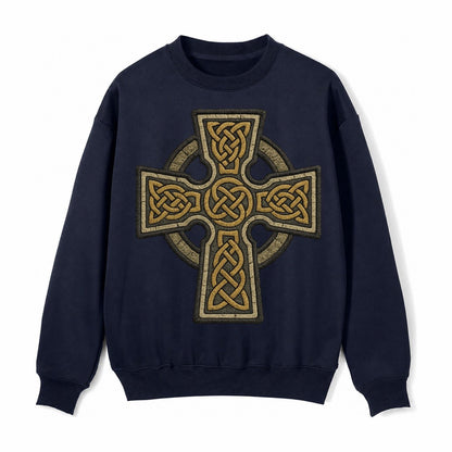 Celtic Cross Fleece Sweatshirt – Navy Blue