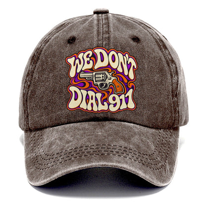 Psychedelic Frontier We Don't Dial 911 Classic Cap – Brown