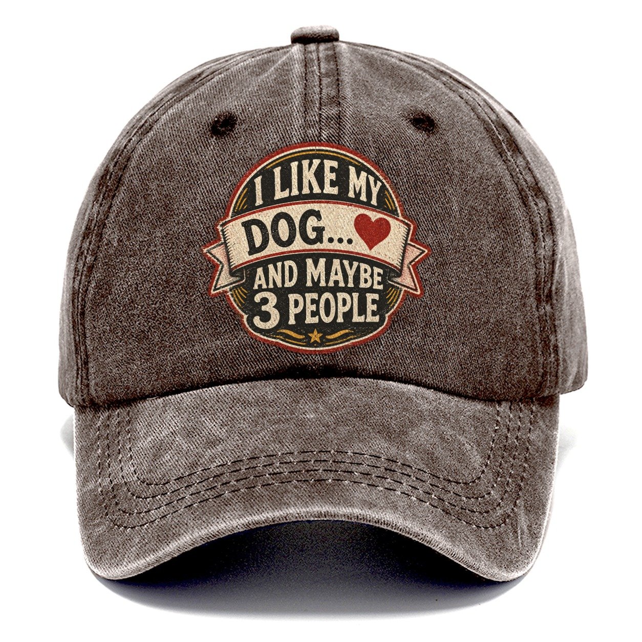 Dog and Maybe 3 People Vintage Badge Classic Cap – Brown
