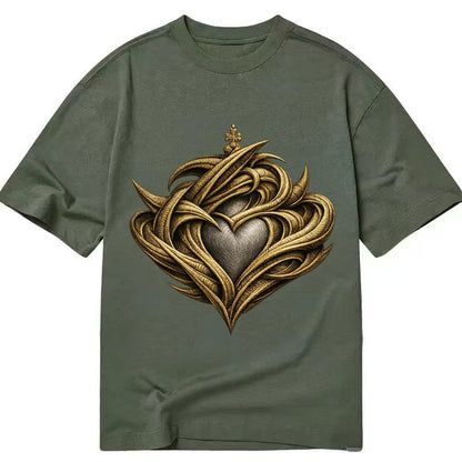 Abstract Claddagh Symbol Washed Classic T-shirt – Army Green