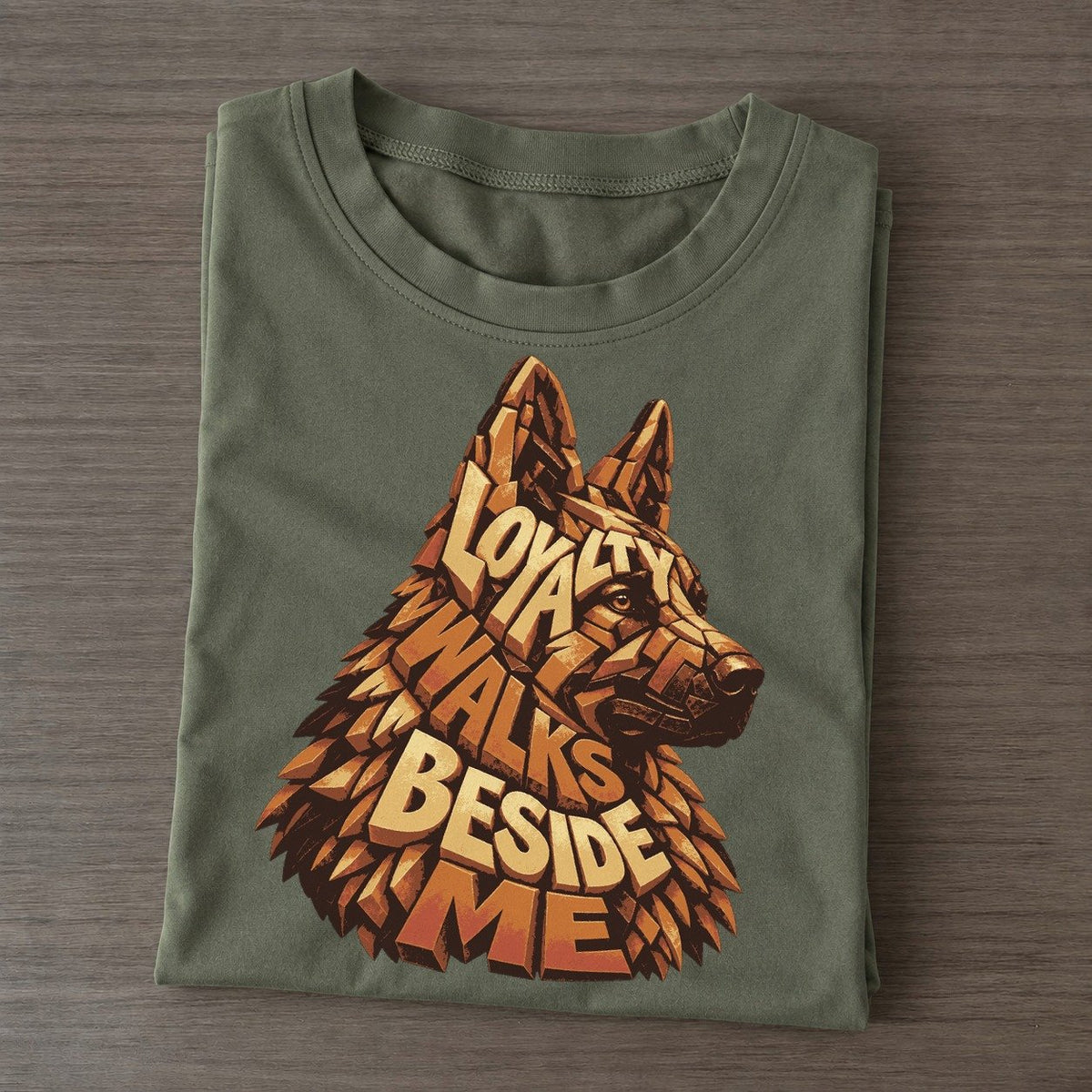 Shepherd Ear Profile Letter Sculpture Classic T-shirt – Army Green