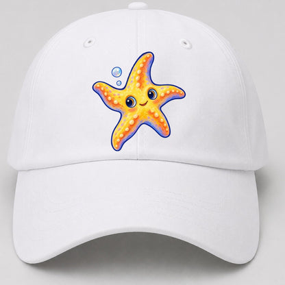 Starfish Side Float Sea Sprite Baseball Cap – White