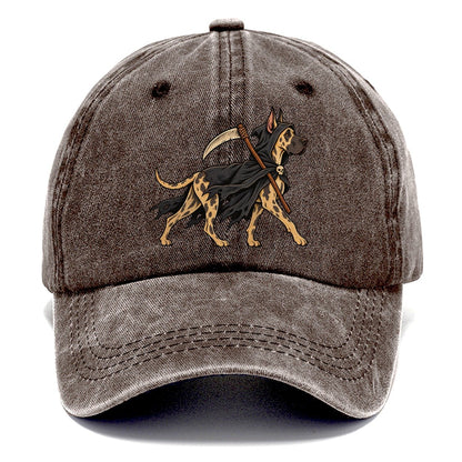 One Great Dane In Halloween Costume Grim Reaper With A Small Hooded Cloak And Toy Scythe Halloween Dog Parade Classic Cap – Brown