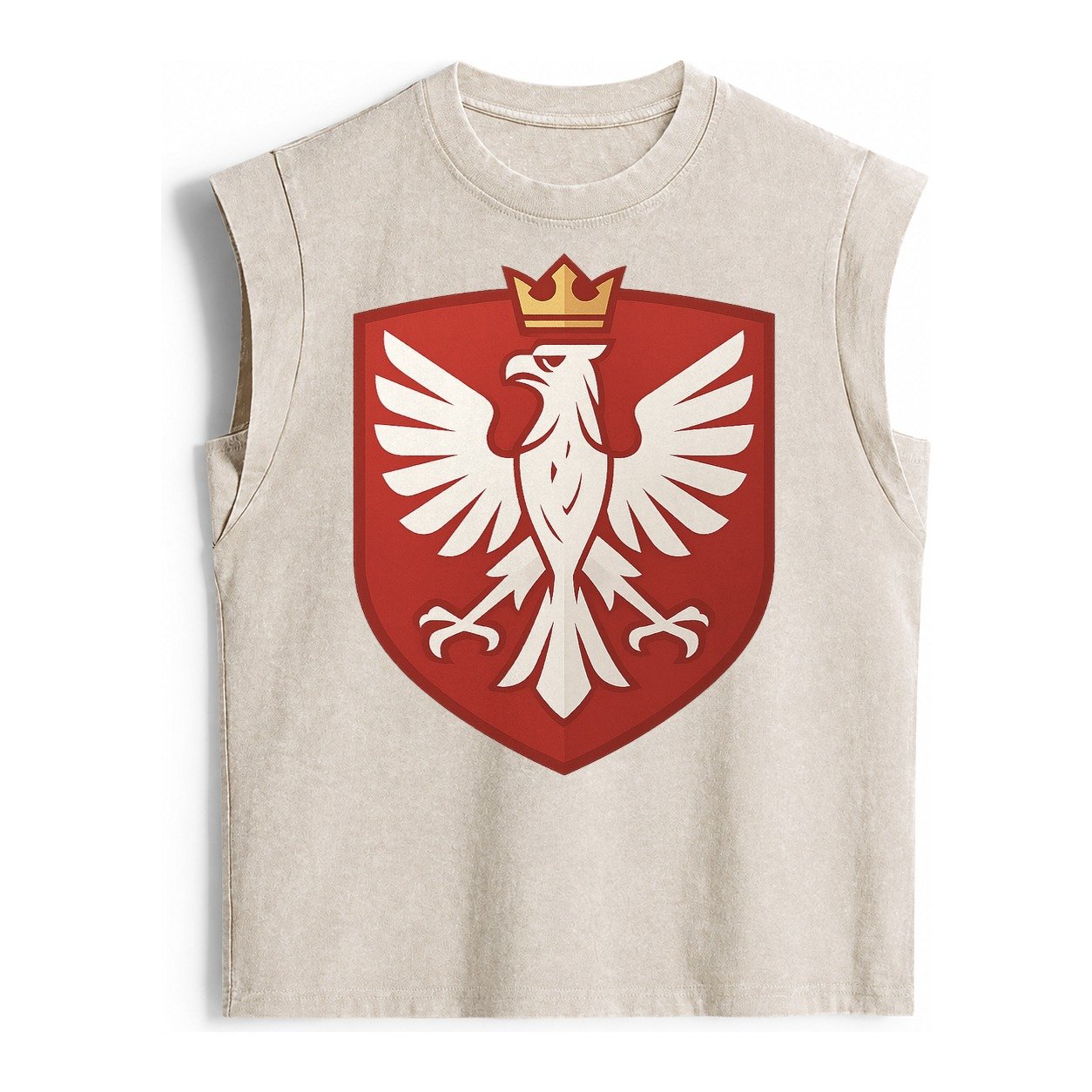 Poland White Eagle Vintage Washed Tank – Beige