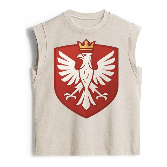 Poland White Eagle Vintage Washed Tank – Beige