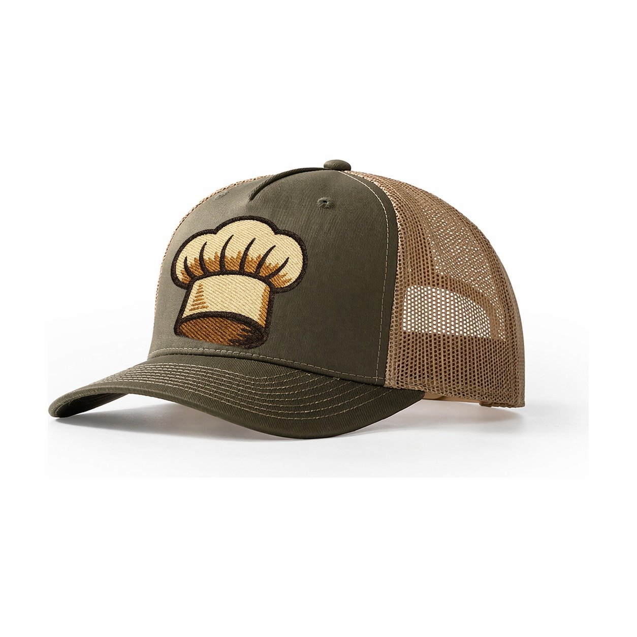 Chef Toque Pleats Embroidered 2a1da8 Trucker Hat – Olive-Khaki