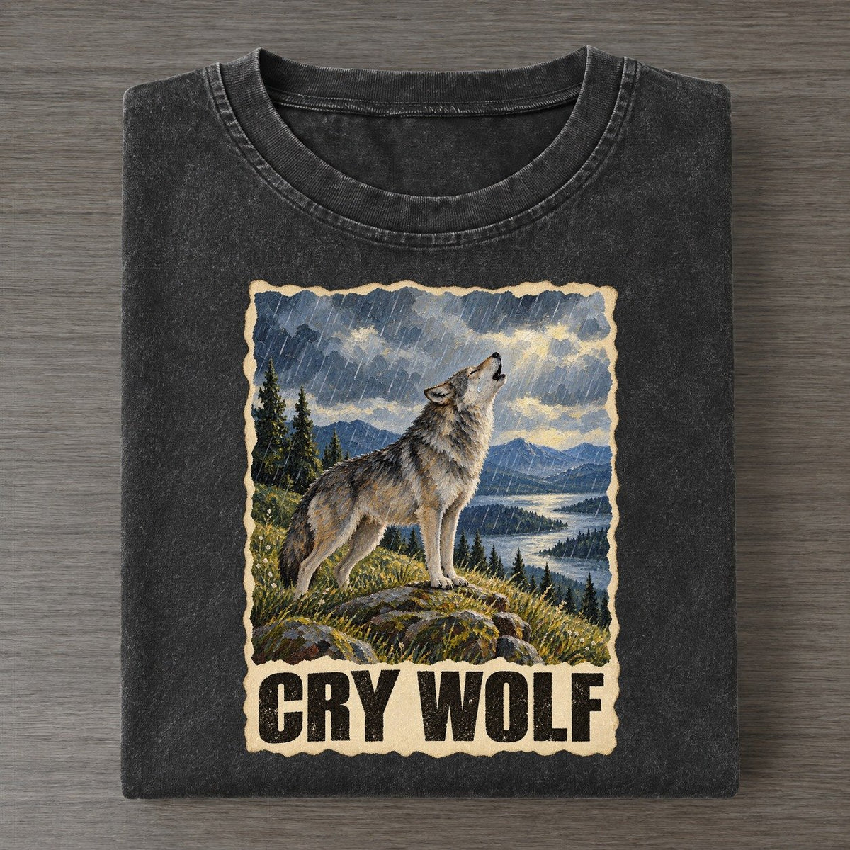 Wolf Cry Wolf Animal Puns Vol. 2 Vintage T-shirt – Black