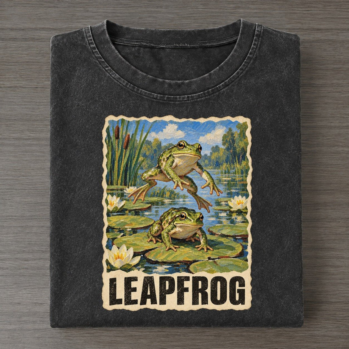 Frog Leapfrog Animal Puns Vol. 2 Vintage T-shirt – Black