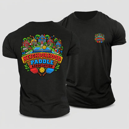 Neighborhood Paddle Association Pickleball Life Cotton T-Shirt – Black
